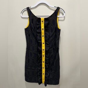 Christian Francis Roth Retro Black Eyelet Sheath Dress Size 4 Classic Preppy